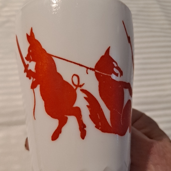 Vintage Hazel Atlas White Milk Glass 3 Three Little Pigs Children's Mug 4oz Cup - Picture 3 of 8